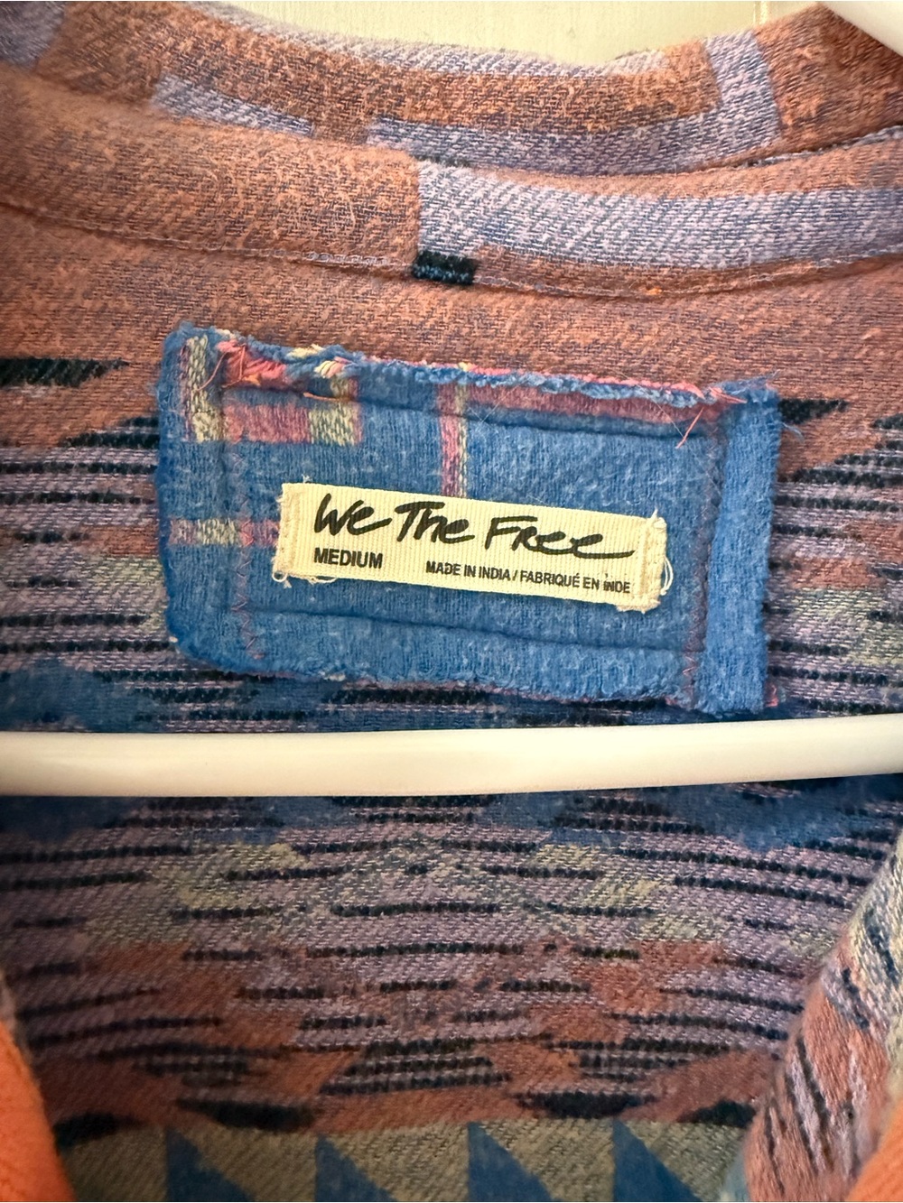 Free People Arizona Sky Knit Button-Up Pullover in Dusty Blue & Mauve - Picture 5 of 5